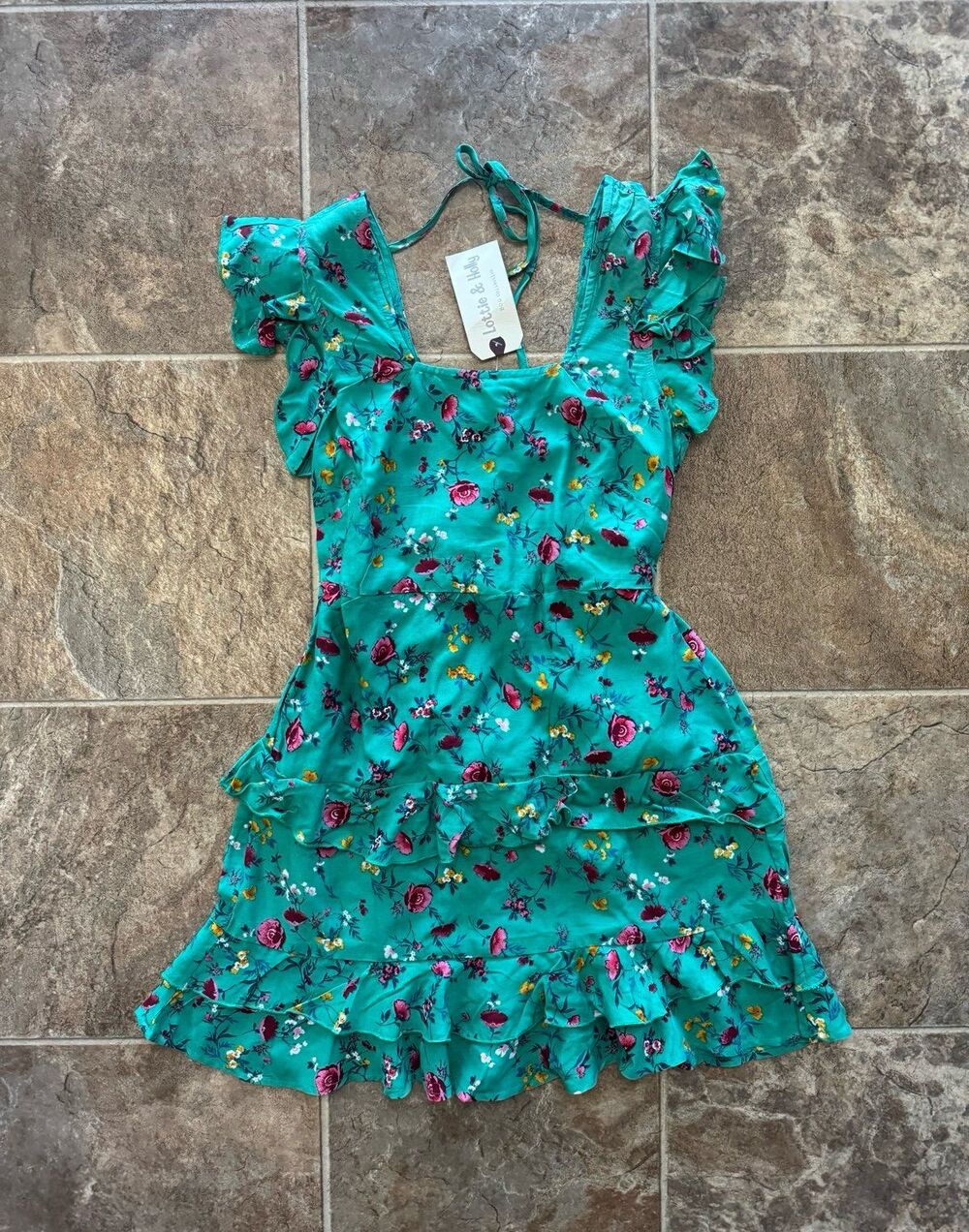 Lottie & Holly B.O.G. Collective Floral Ruffle Dress Short Sleeve Mini Size Smal